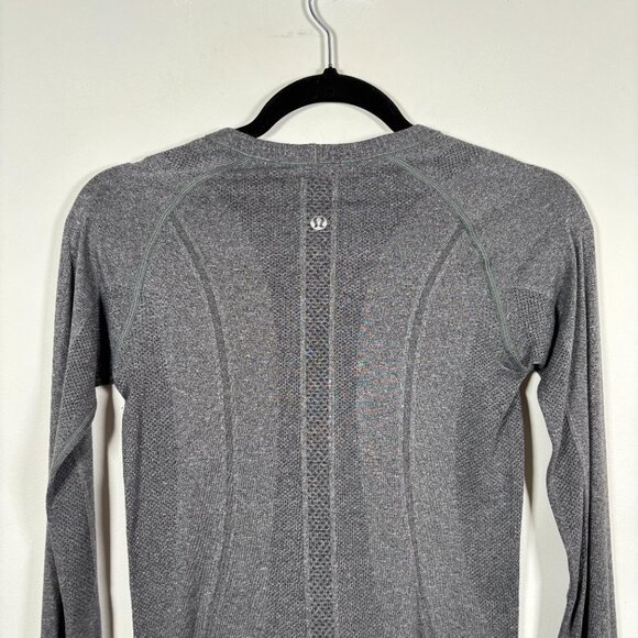 Lululemon Swiftly Tech Long Sleeve Heathered Black Running Size 4 - Picture 9 of 11